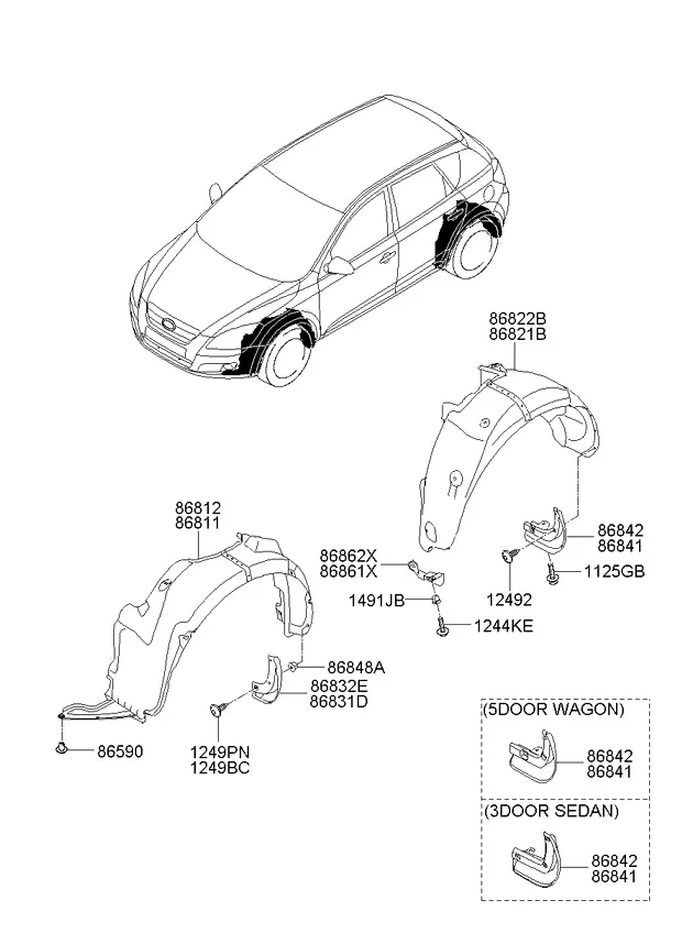 Wheel House Liners diagram