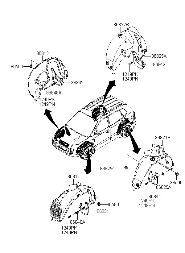 Wheel House Liners diagram