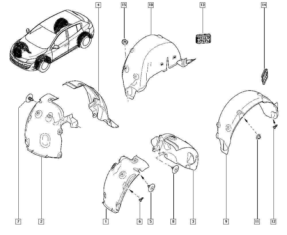 Wheel Arch Liners diagram
