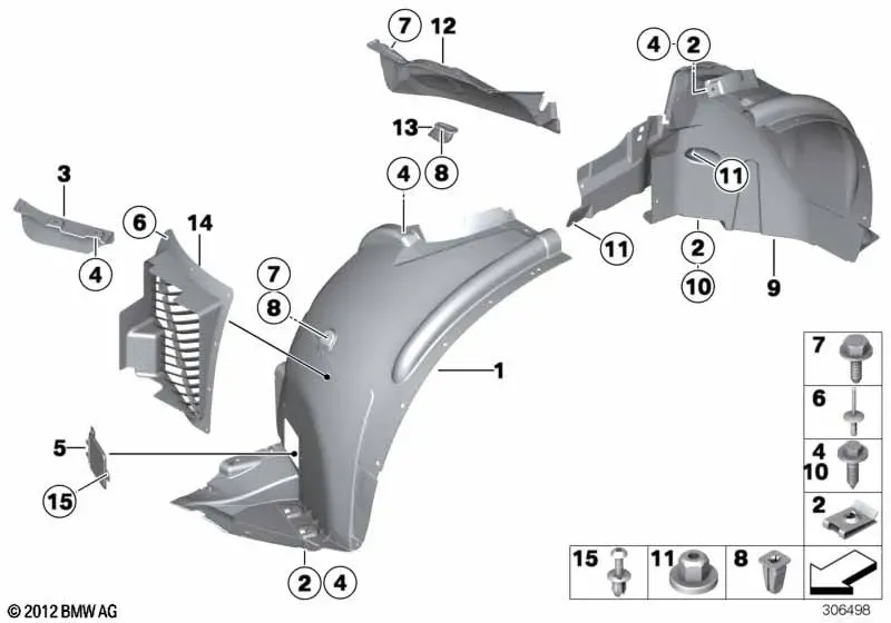 Подкрылки передних колёс diagram