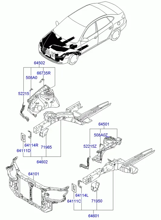 Fender Apron and Radiator Support diagram