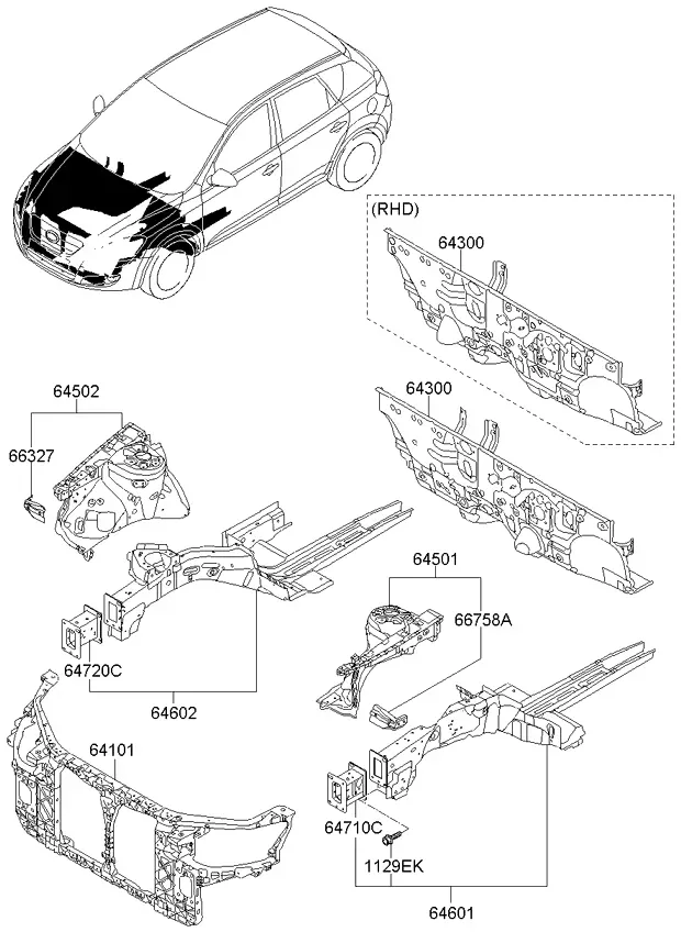 Fender Apron and Radiator Support diagram