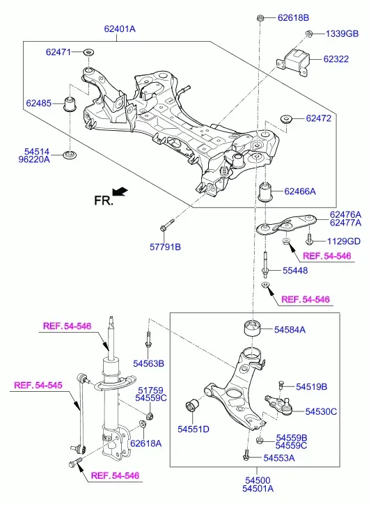 Front Suspension Subframe diagram