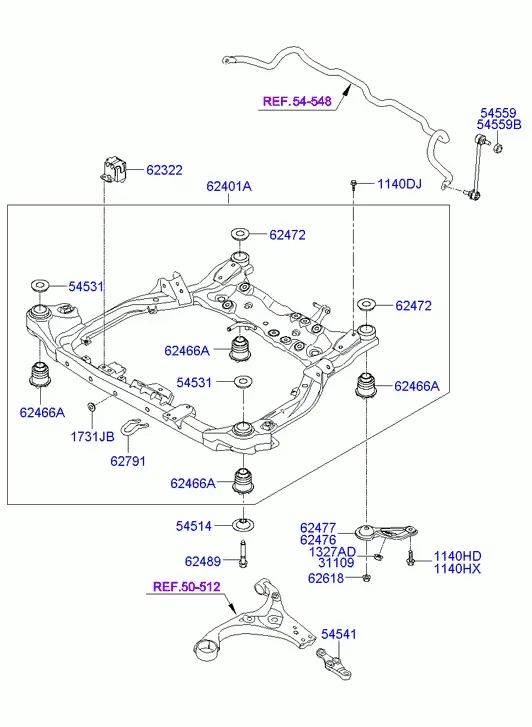 Front Suspension Subframe diagram