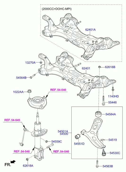 Front Suspension Subframe diagram