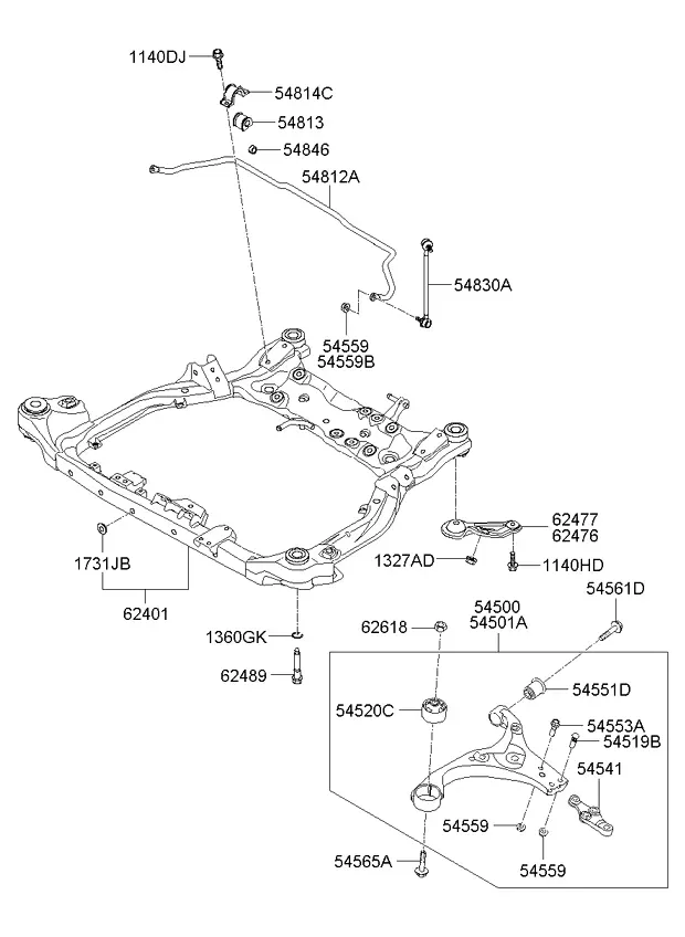 Подрамник передней подвески diagram