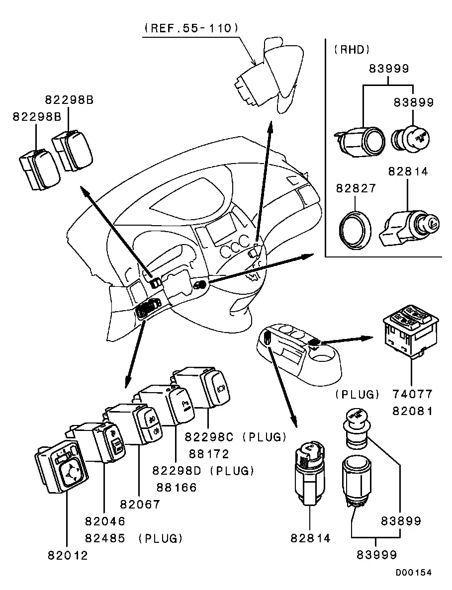 Steering Column Switches and Lighter diagram