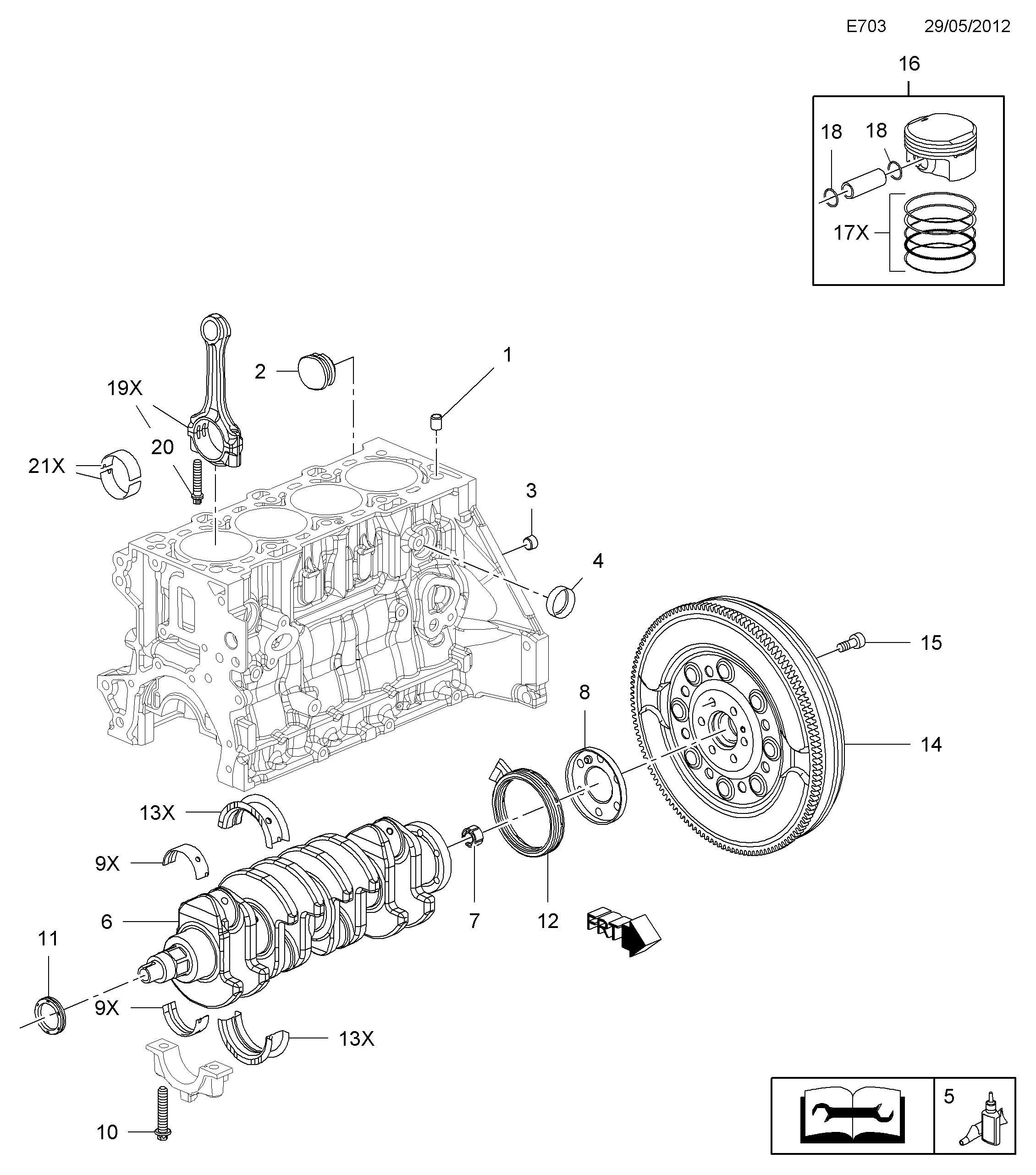 Crankshaft Bearings and Seals diagram