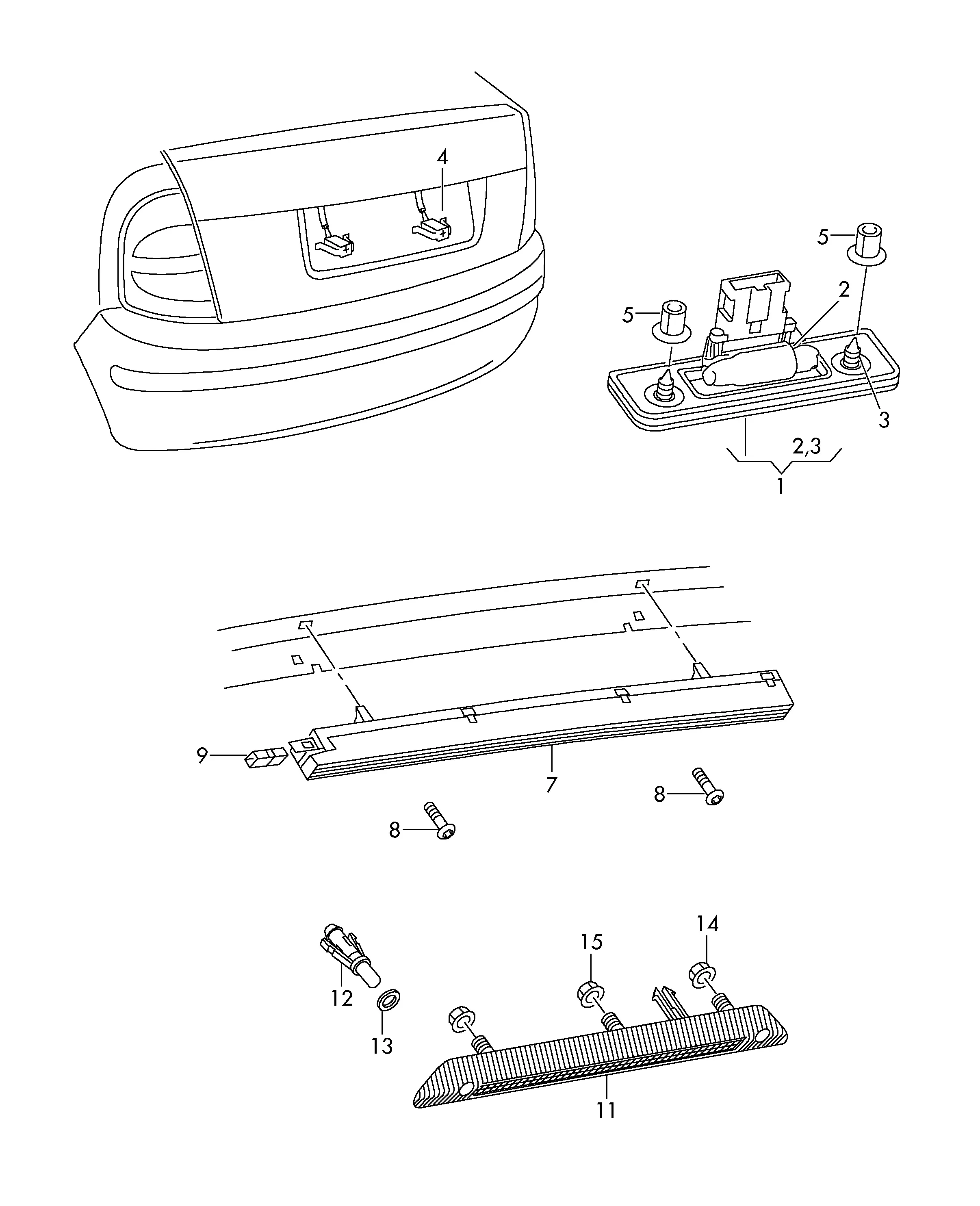 License Plate Light and High-Mount Stop Light diagram