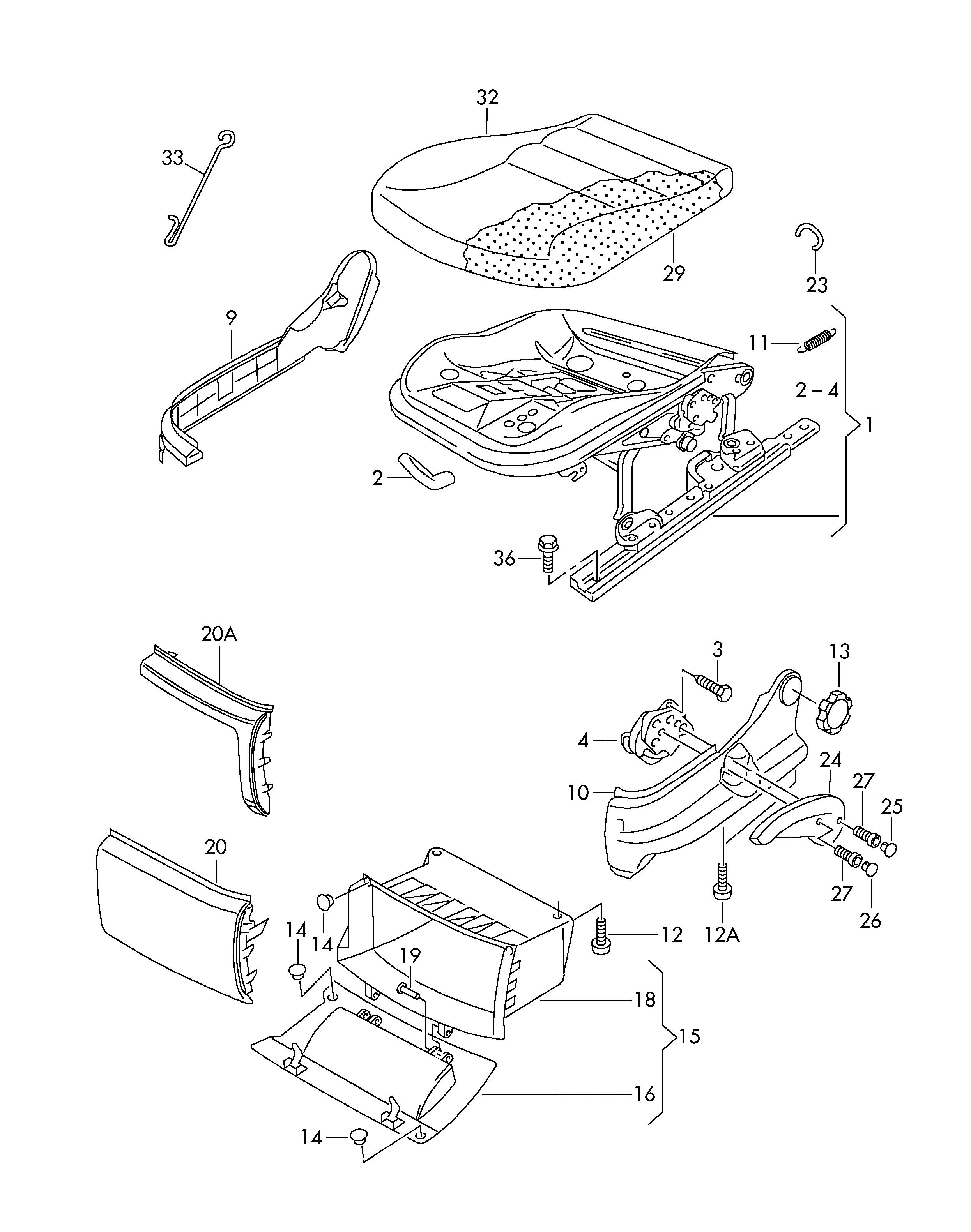 Front Seat Cushion and Frame diagram