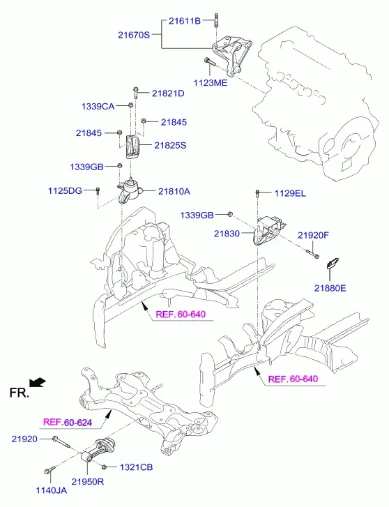 Engine and Transmission Mounts diagram