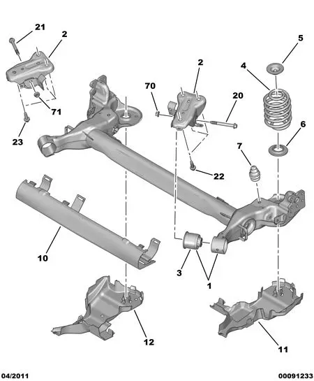 Rear Suspension Crossmember and Springs diagram