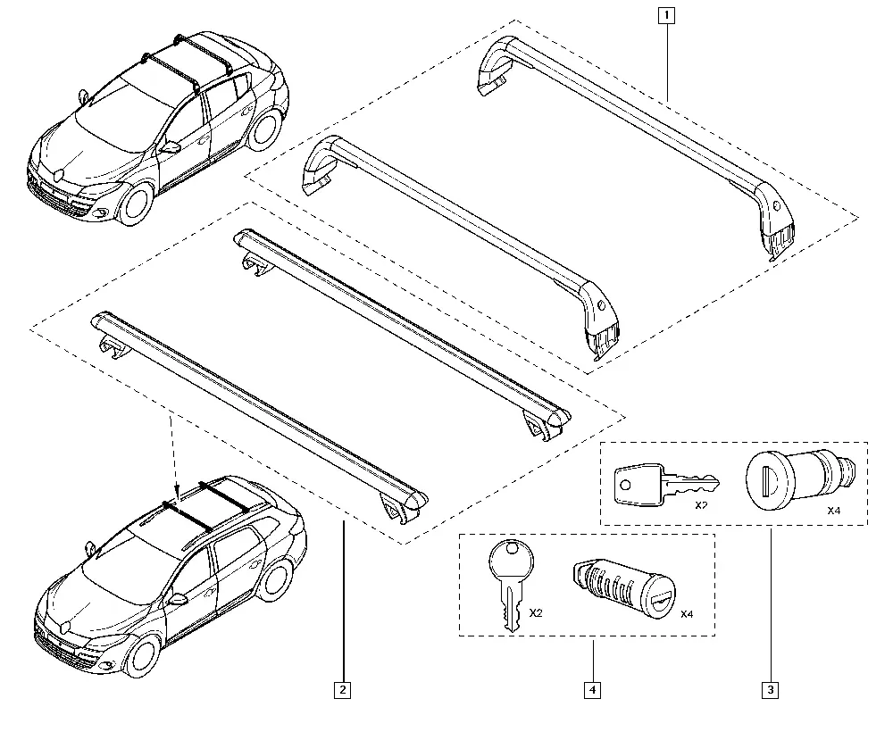 Roof Rack Cross Bars diagram