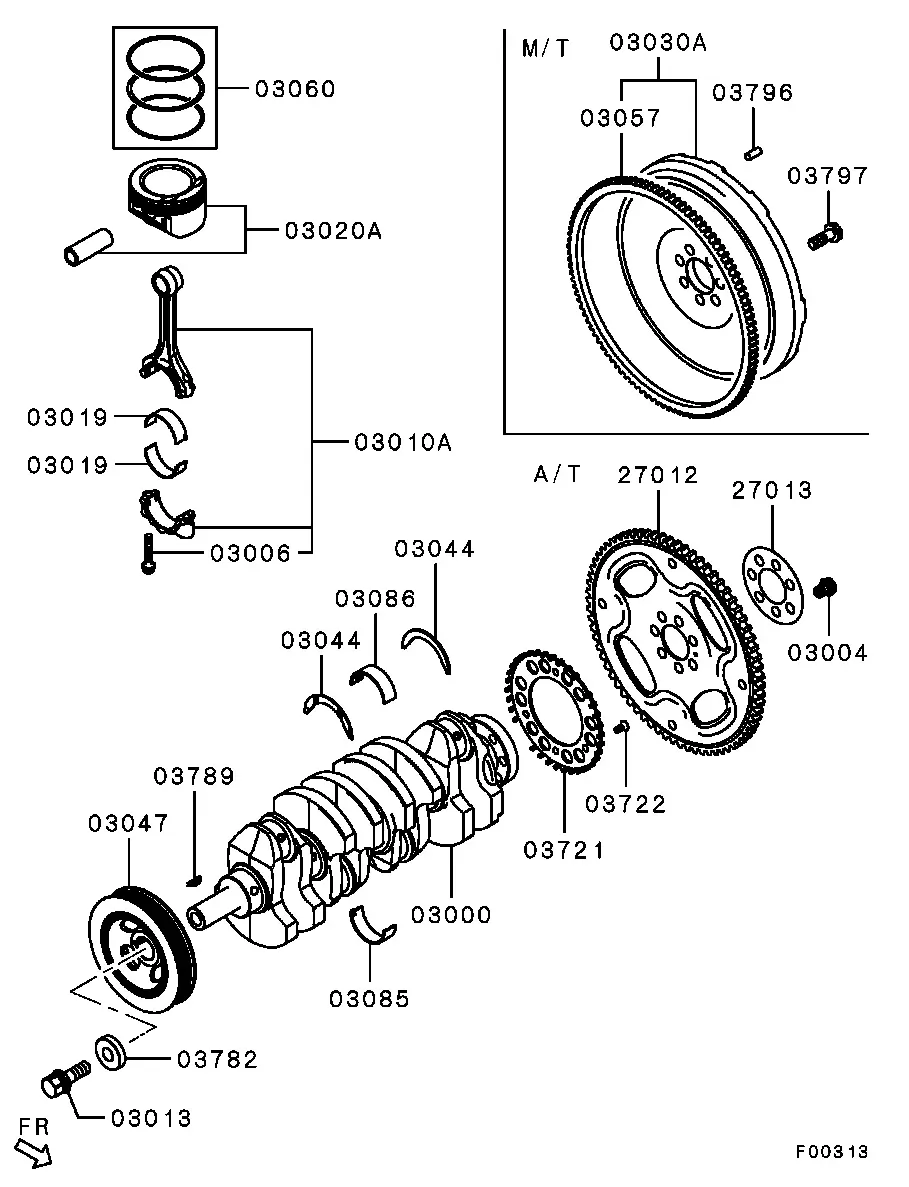Pistons and Crankshaft diagram
