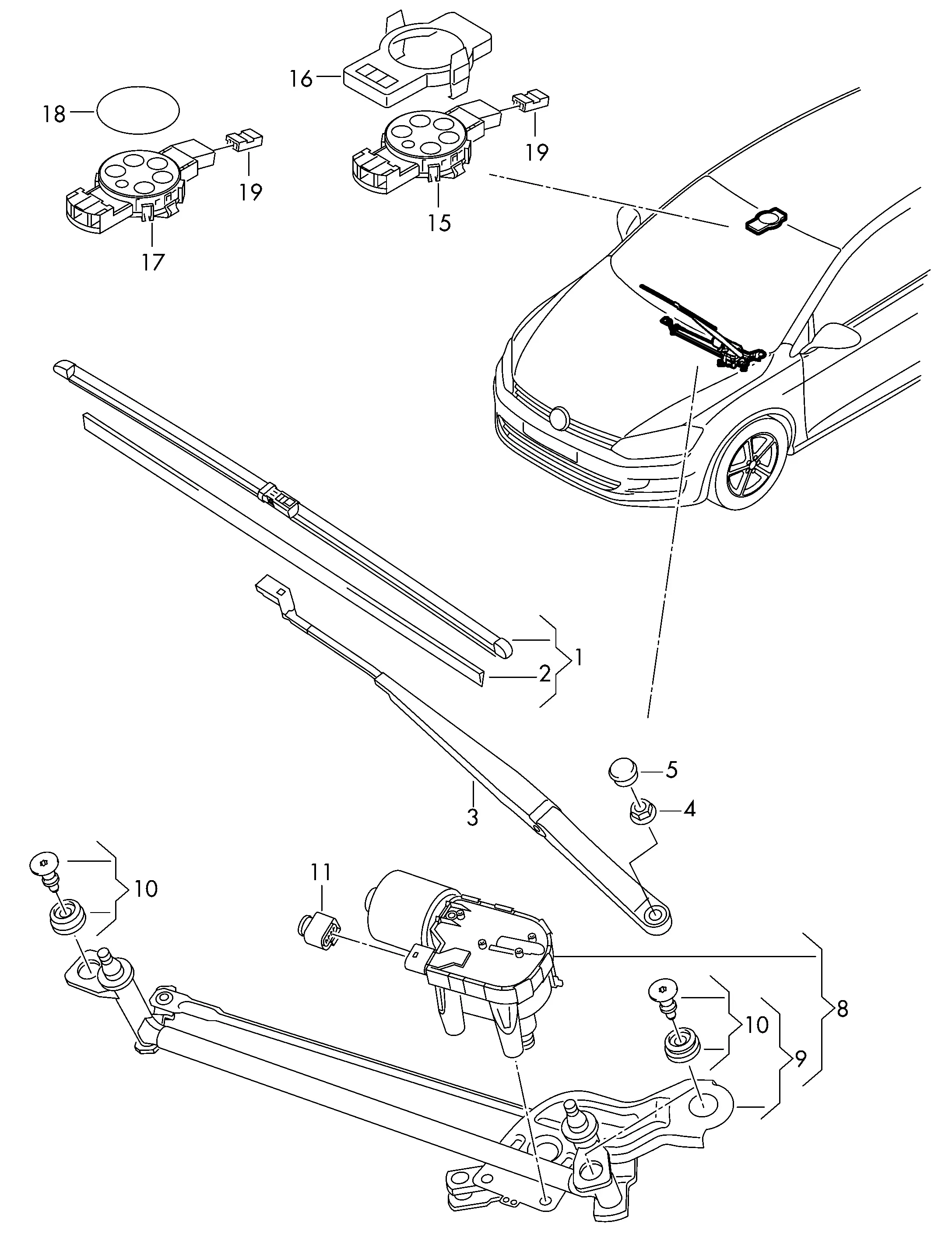 Wiper Arms and Blades diagram