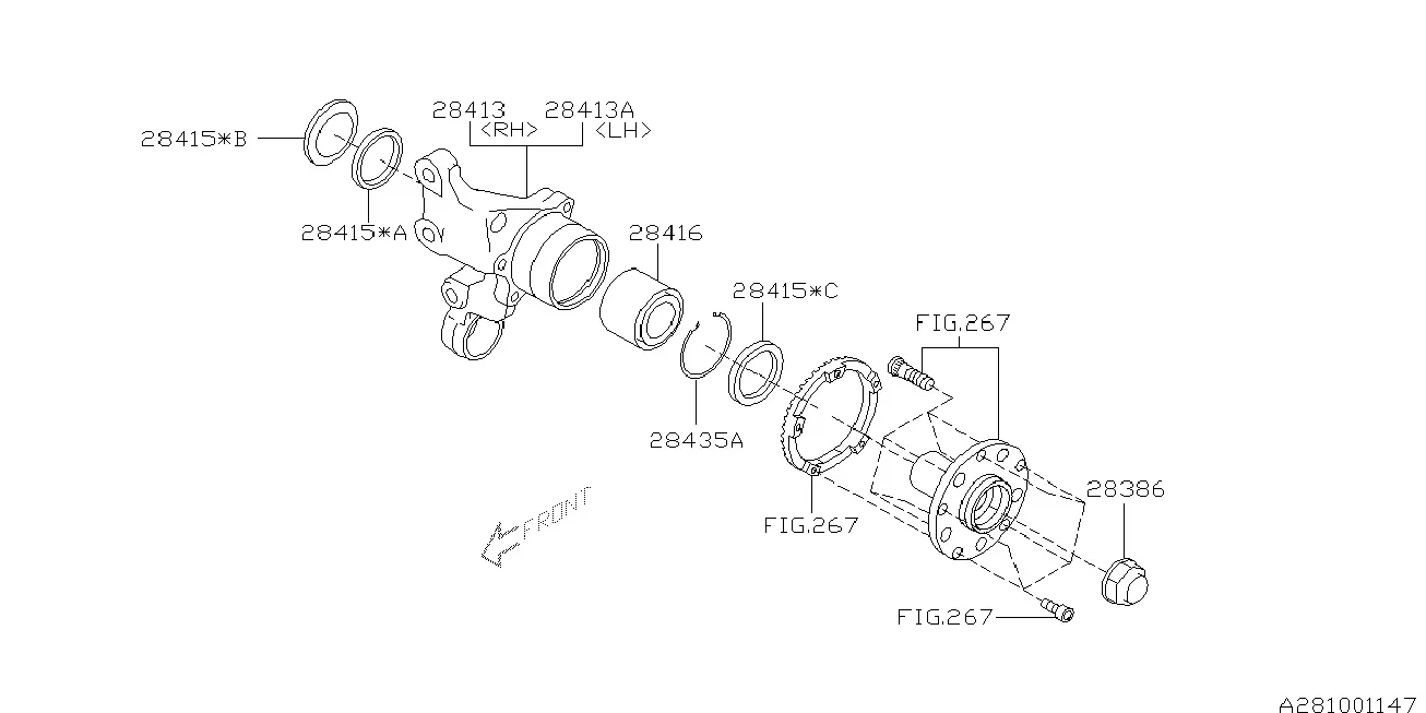 Rear Axle Knuckle and Bearing diagram