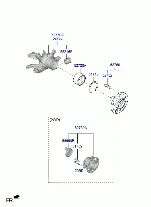Поворотный кулак и ступица задней оси diagram