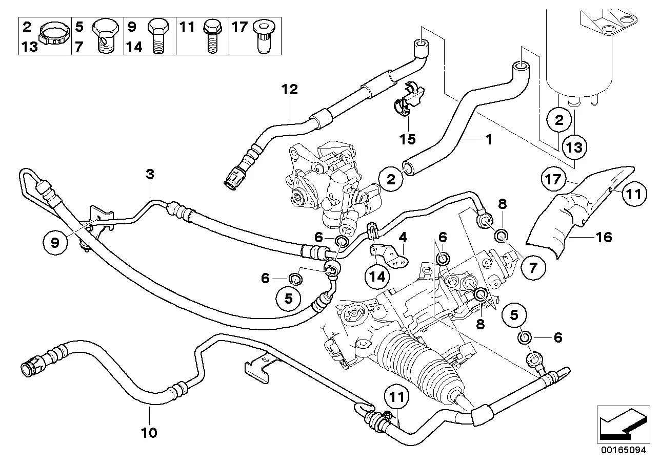 Power steering lines diagram