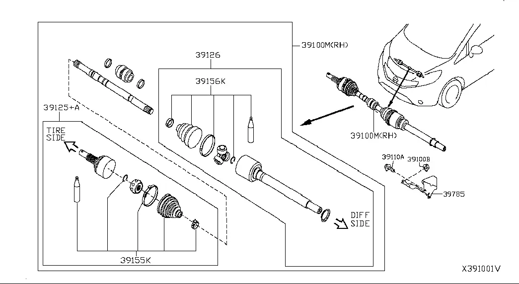 Front Drive Shaft, Right diagram