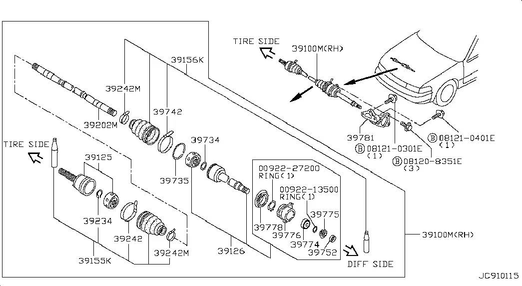 Front Drive Shaft, Right diagram