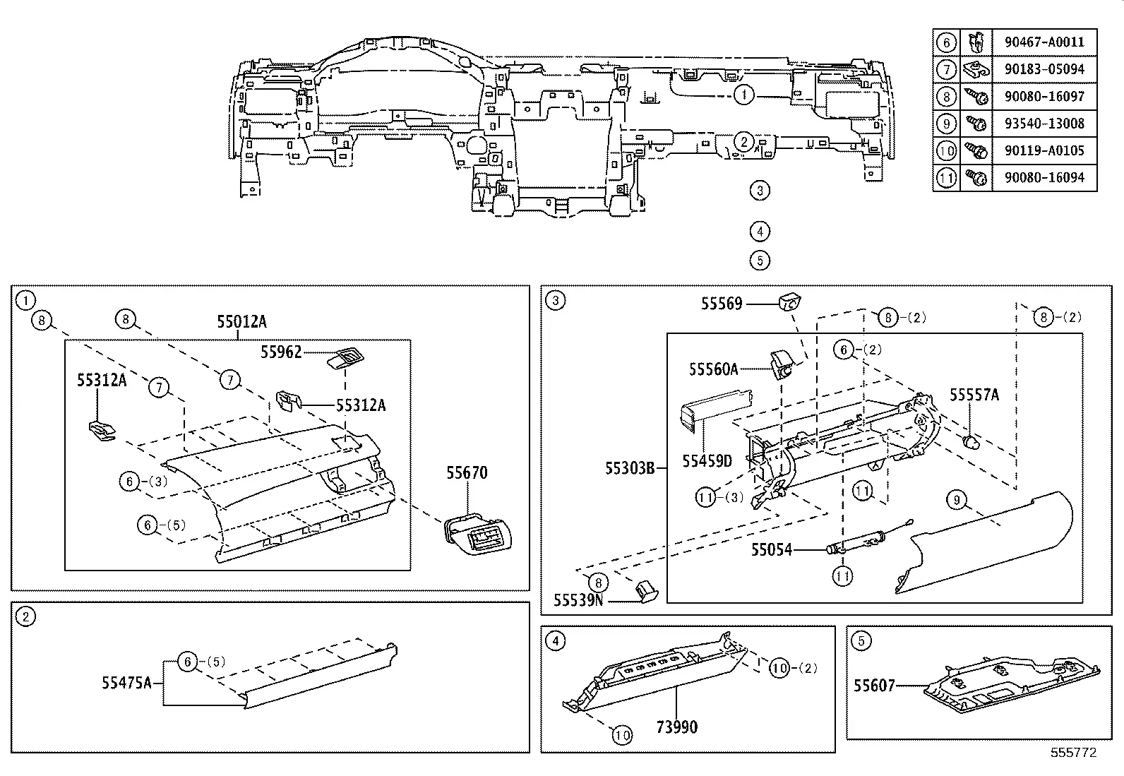 Instrument Panel and Glove Compartment diagram