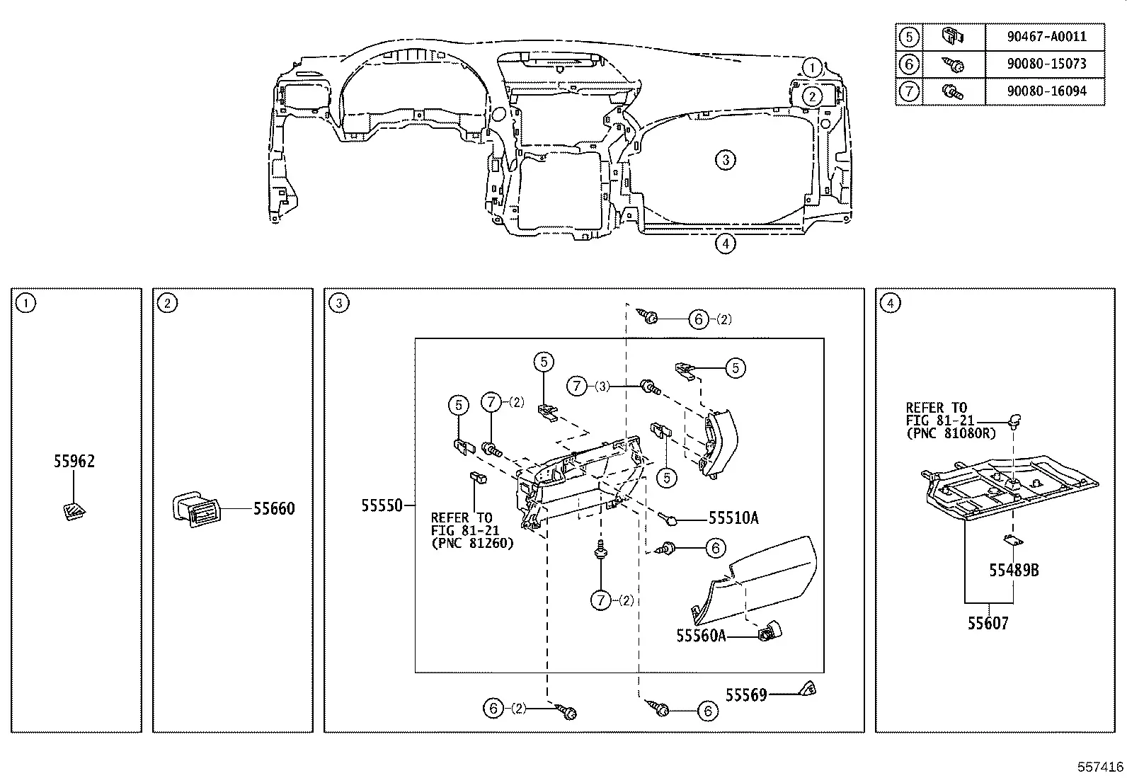 Instrument Panel and Glove Compartment diagram