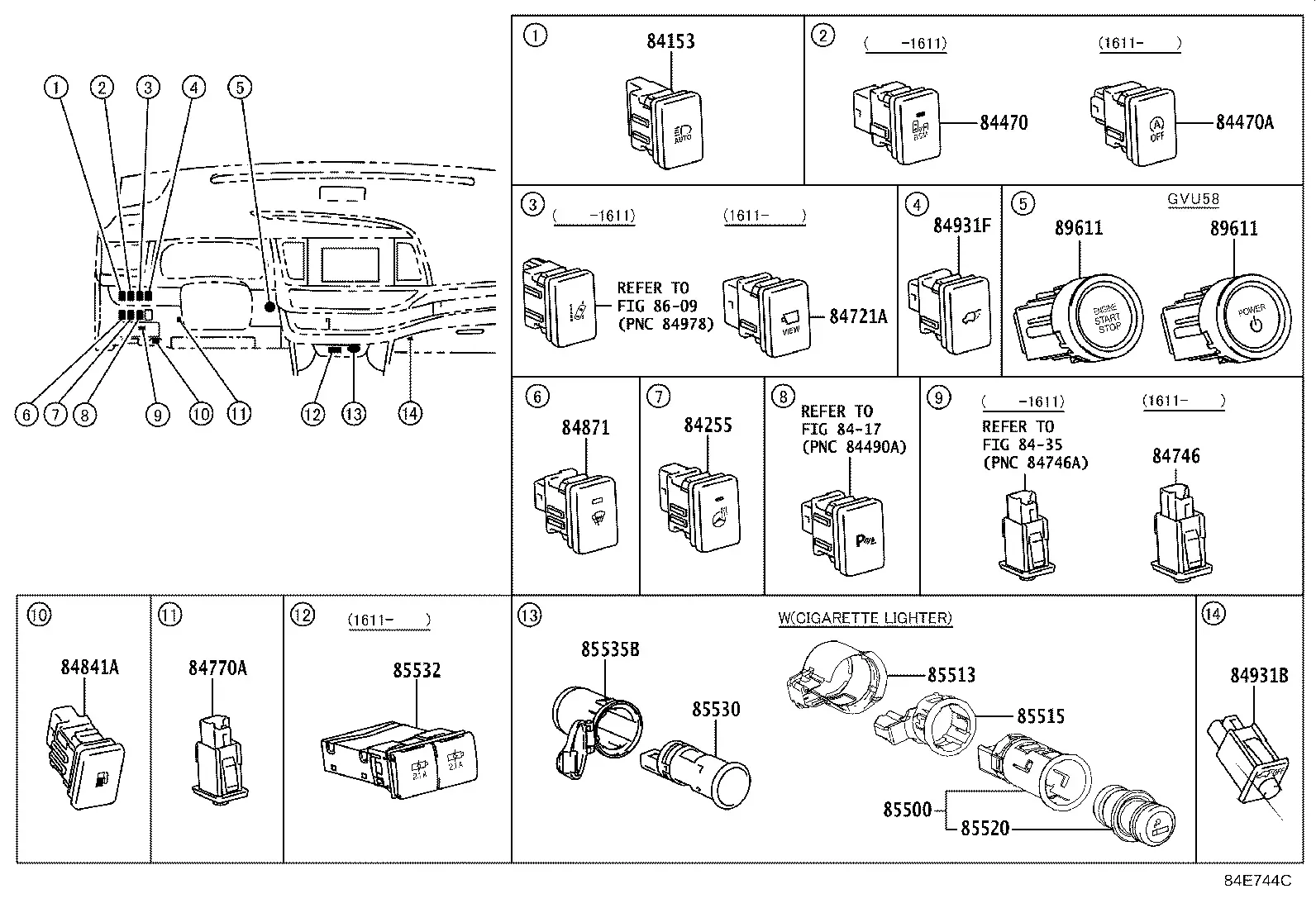 Cigarette Lighter and Power Outlets diagram