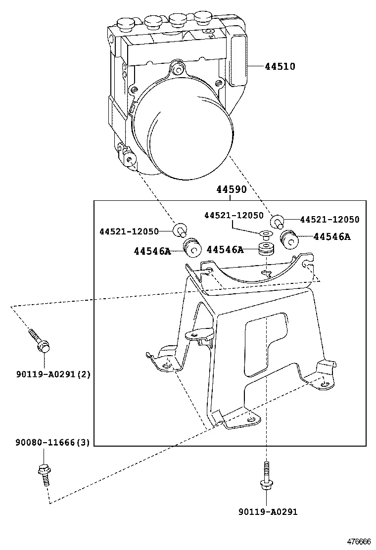 Brake System Actuator and Bracket diagram