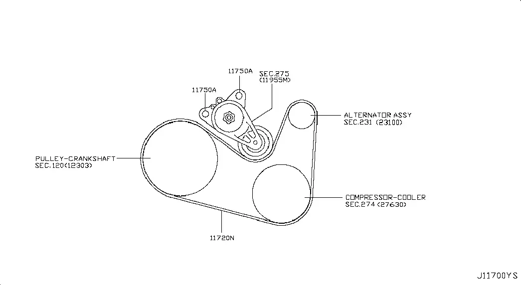 Fan and Alternator Drive Belt diagram