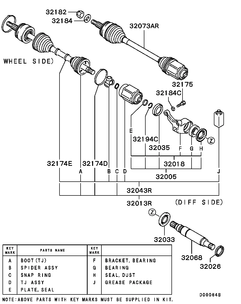 Front Axle Drive Shafts diagram