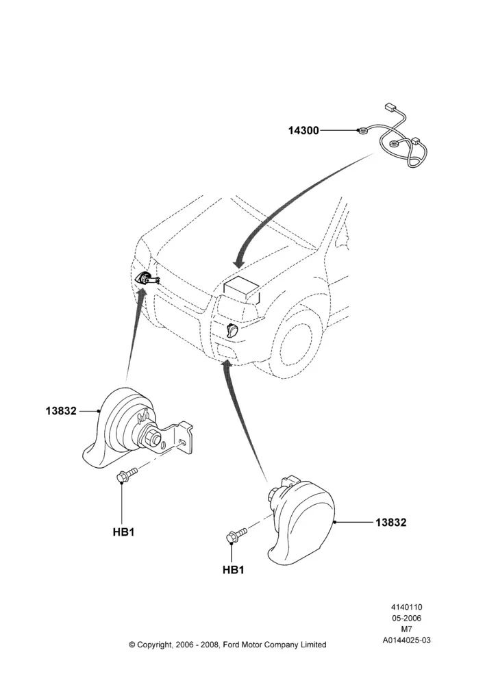 Battery Cables And Horn diagram