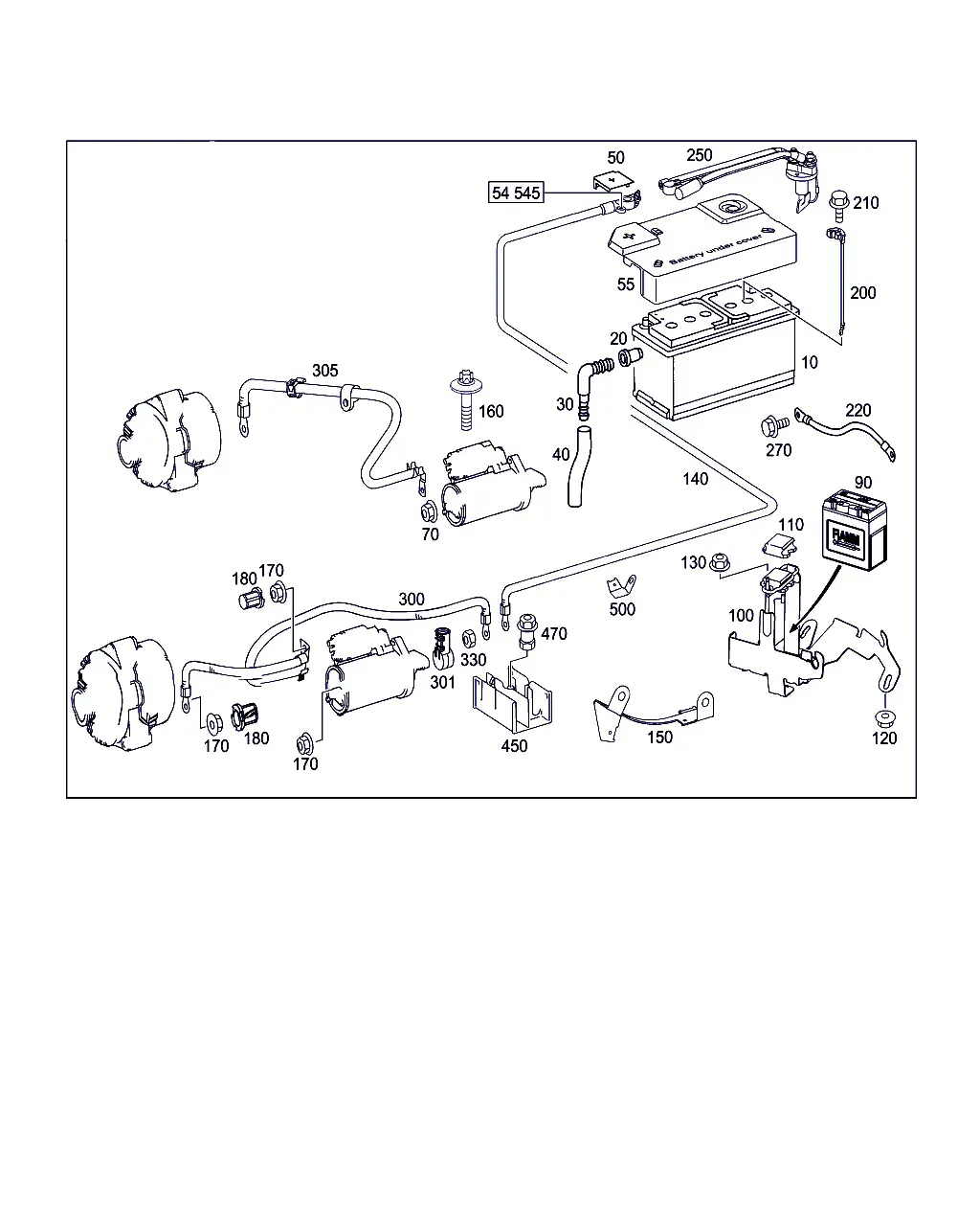 Battery, Starter and Alternator Cables diagram