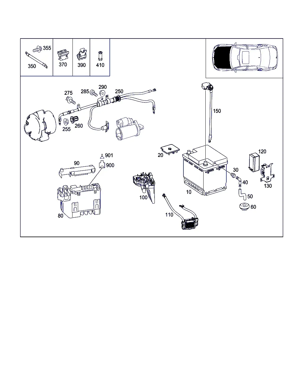 Battery, Starter and Alternator Cables diagram