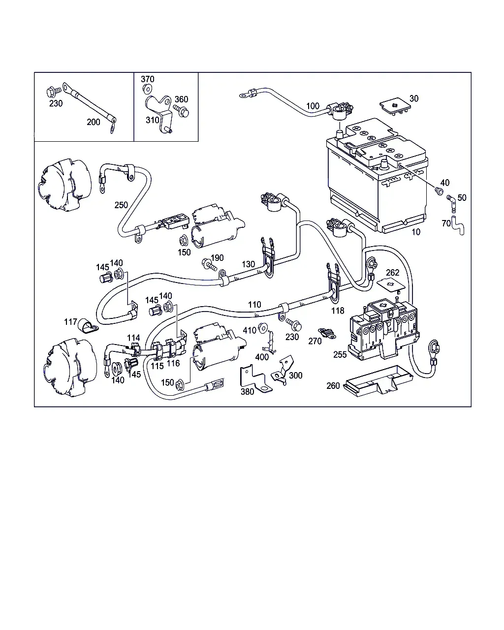 Battery, Starter and Alternator Cables diagram