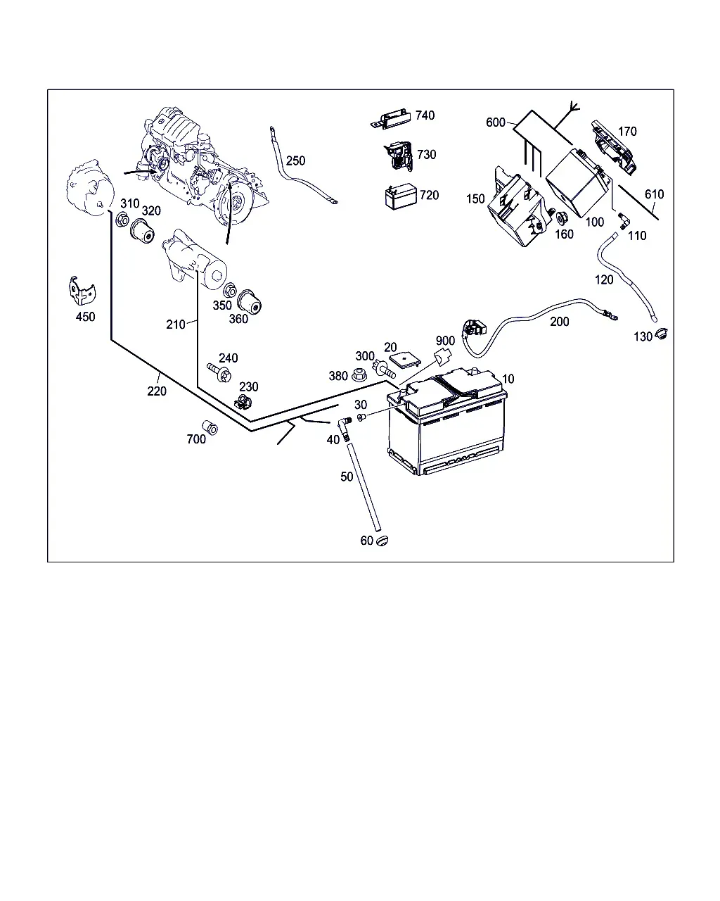 Провода аккумулятора, стартера и генератора diagram
