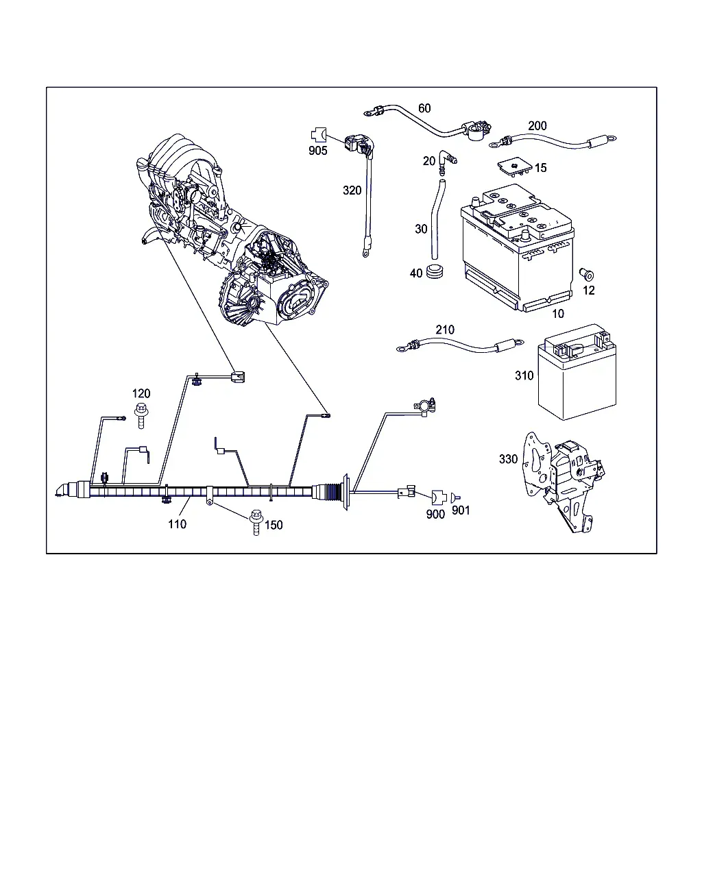 Battery, Starter and Alternator Cables diagram