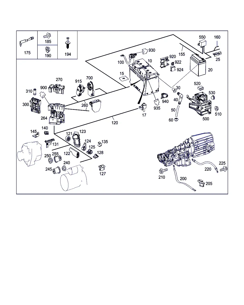 Battery, Starter and Alternator Cables diagram