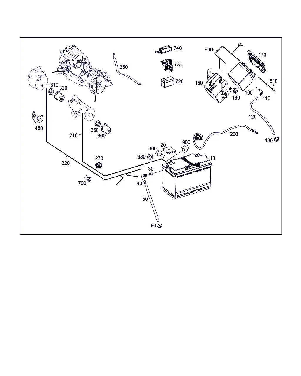 Battery, Starter and Alternator Cables diagram