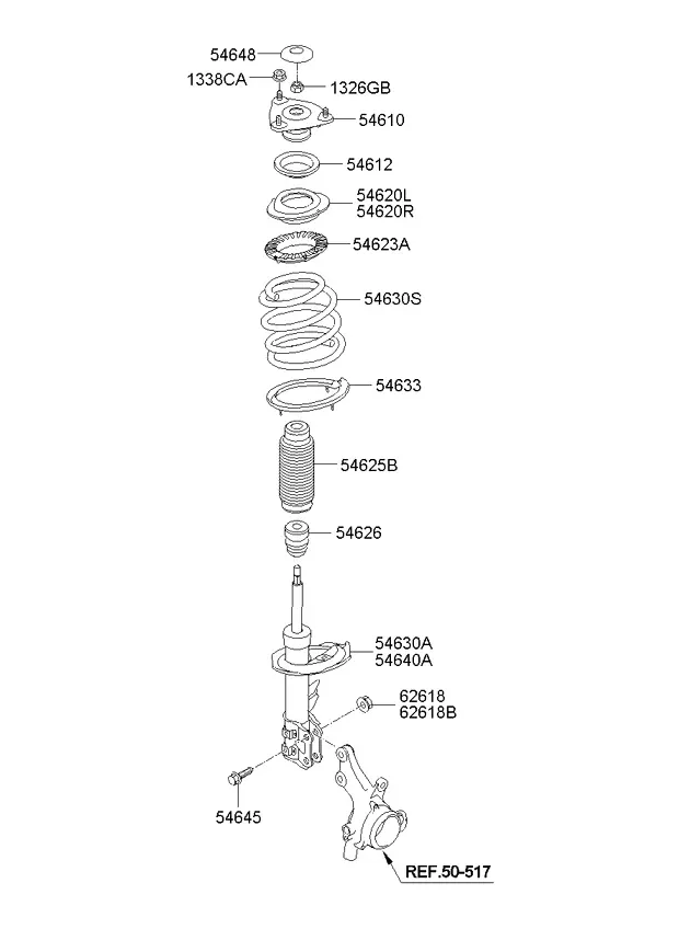 Пружина и стойка передней подвески diagram