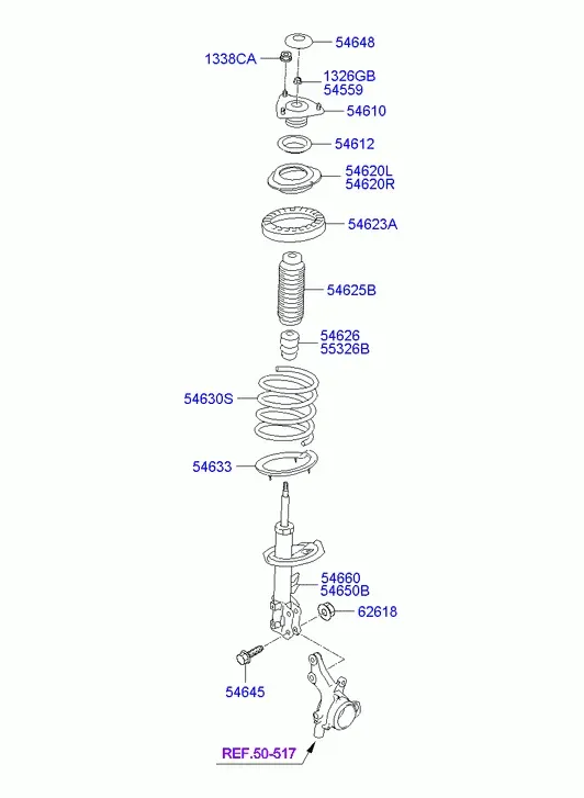 Front Suspension Spring and Strut diagram