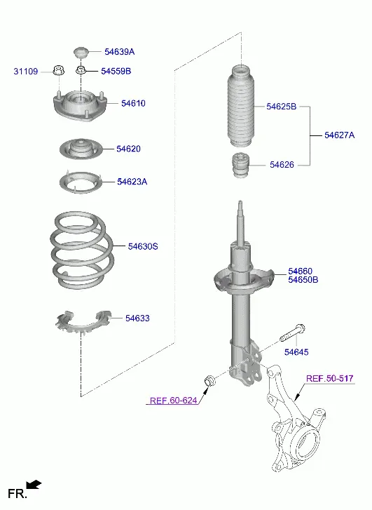 Пружина и стойка передней подвески diagram