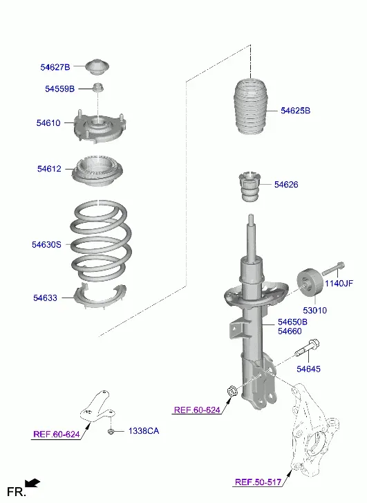 Front Suspension Spring and Strut diagram