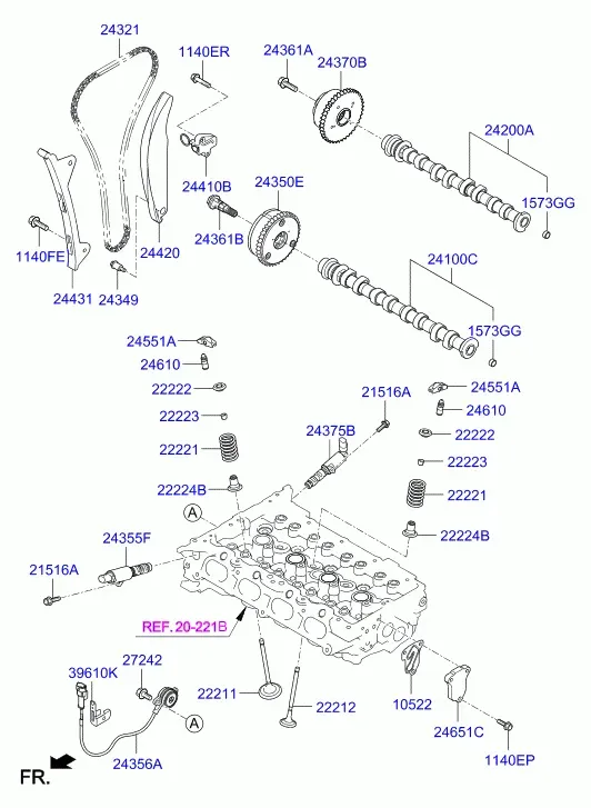 Camshaft and Valves diagram