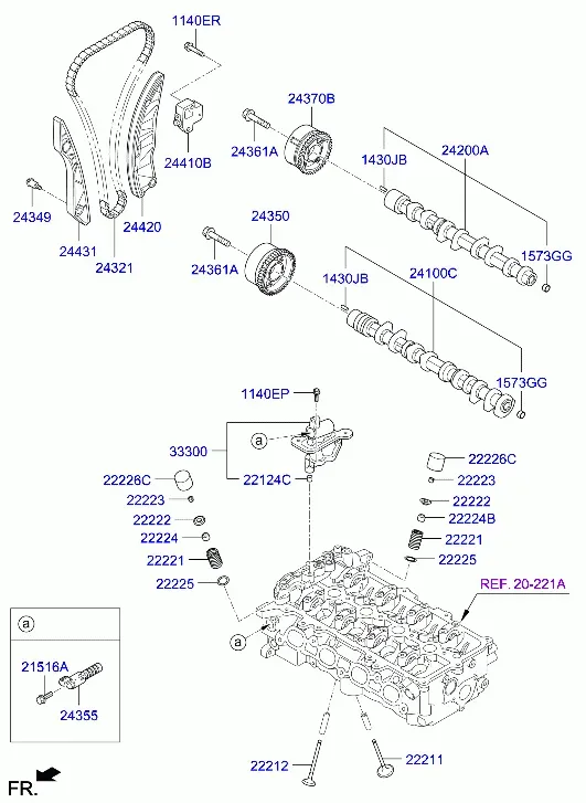 Распределительный вал и клапаны diagram