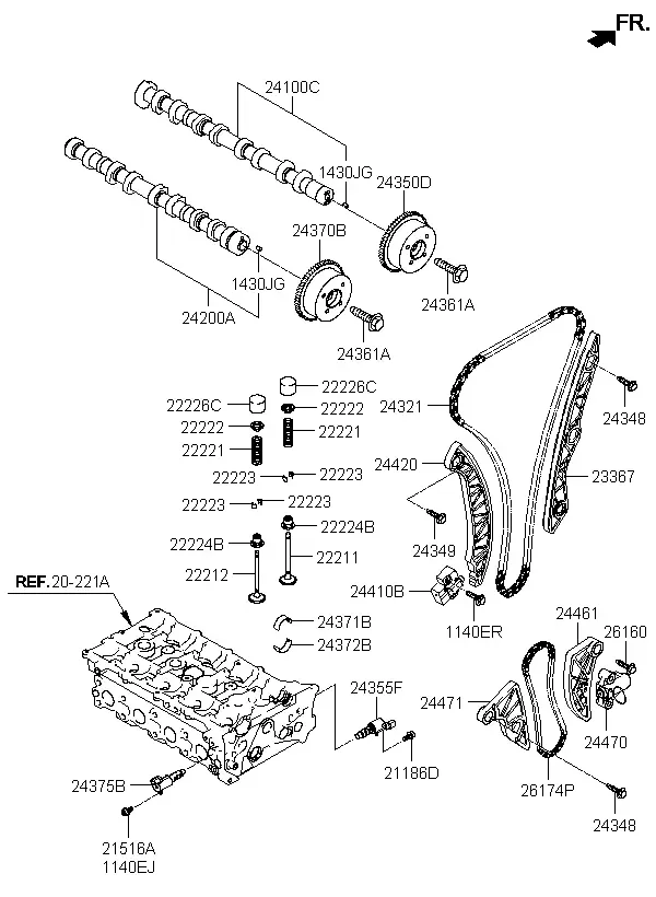Camshaft and Valves diagram