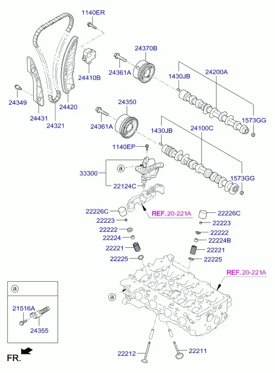 Camshaft and Valves diagram