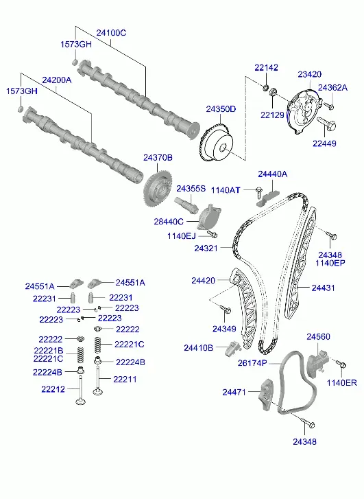 Camshaft and Valves diagram
