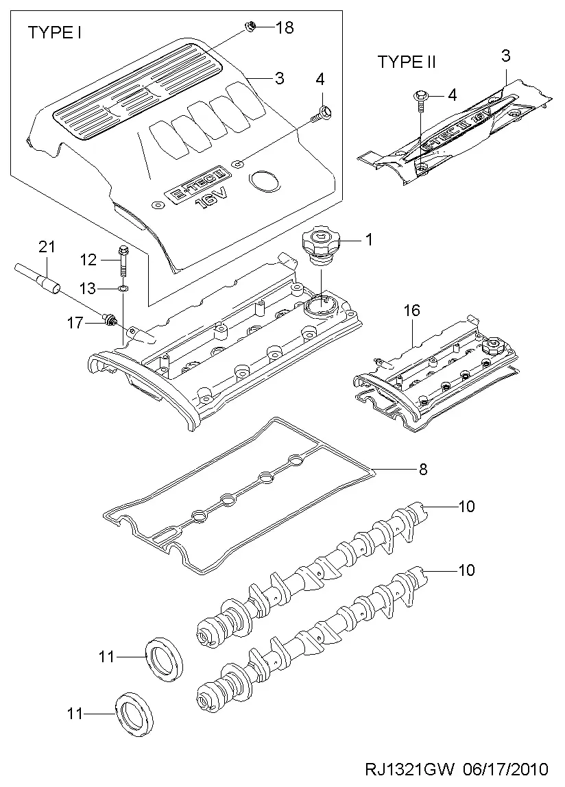 Camshaft and Covers diagram