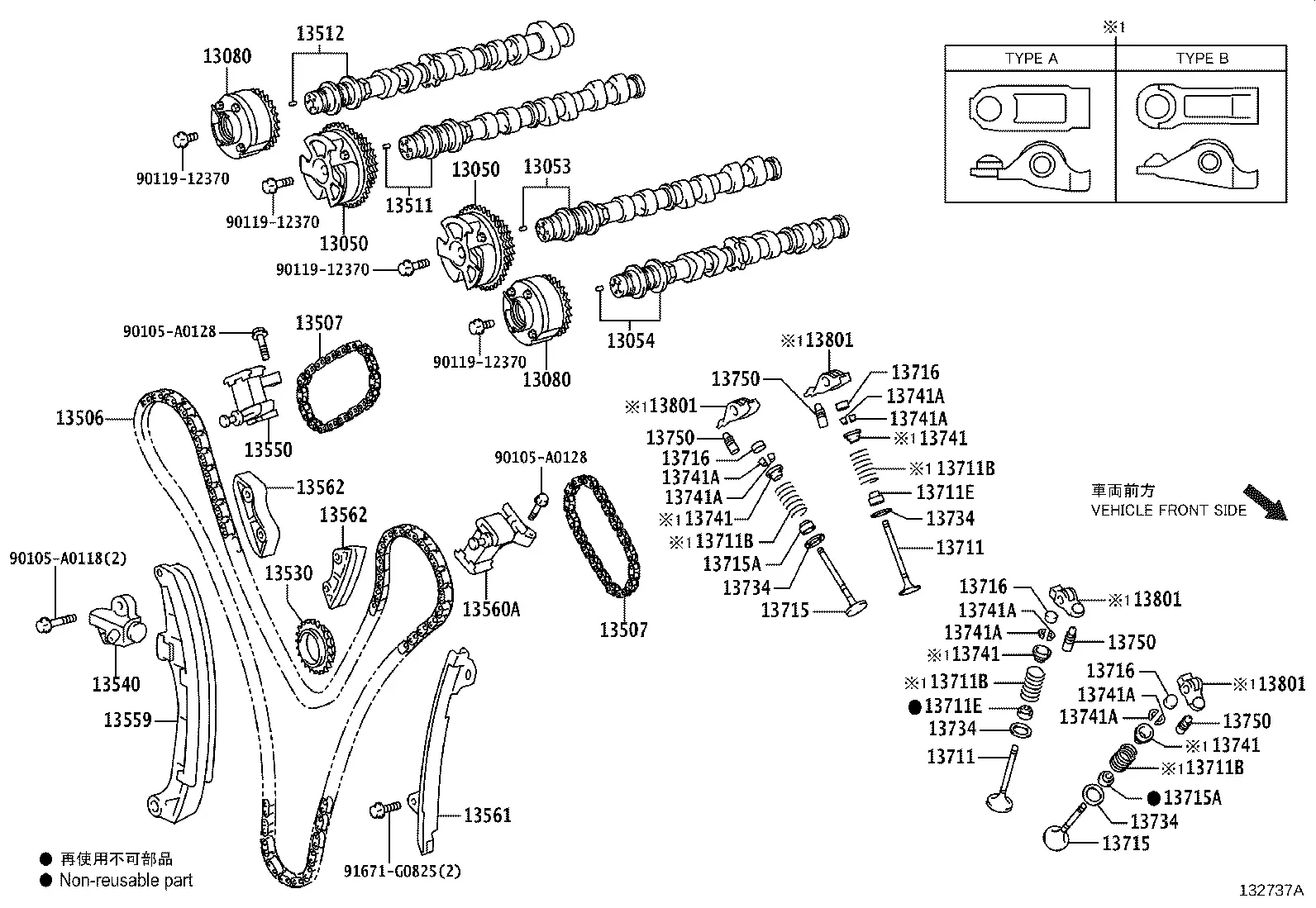 Camshaft and Valves diagram