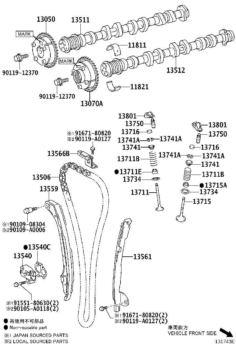 Camshaft and Valves diagram